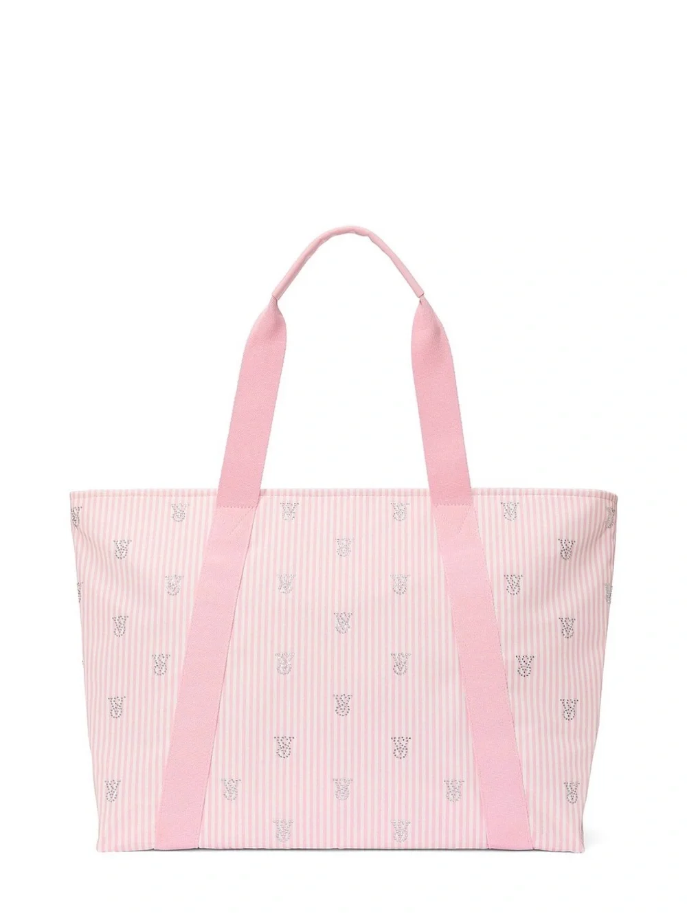Victoria's Secret Pink Striped Tote with Logo Accent